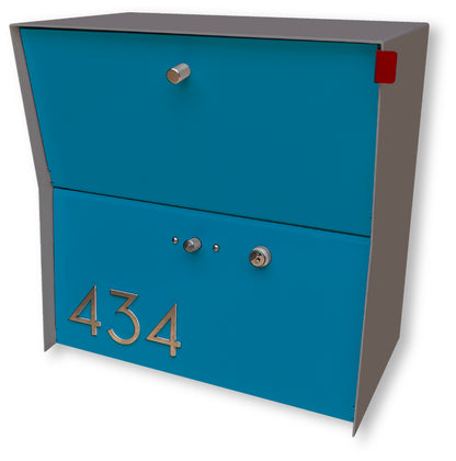 RetroBox Locking Small Package Wall Mounted Mailbox in Designer Gray
