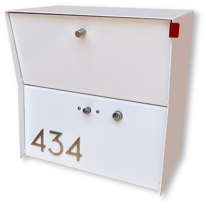 RetroBox Locking Small Package Wall Mounted Mailbox in White