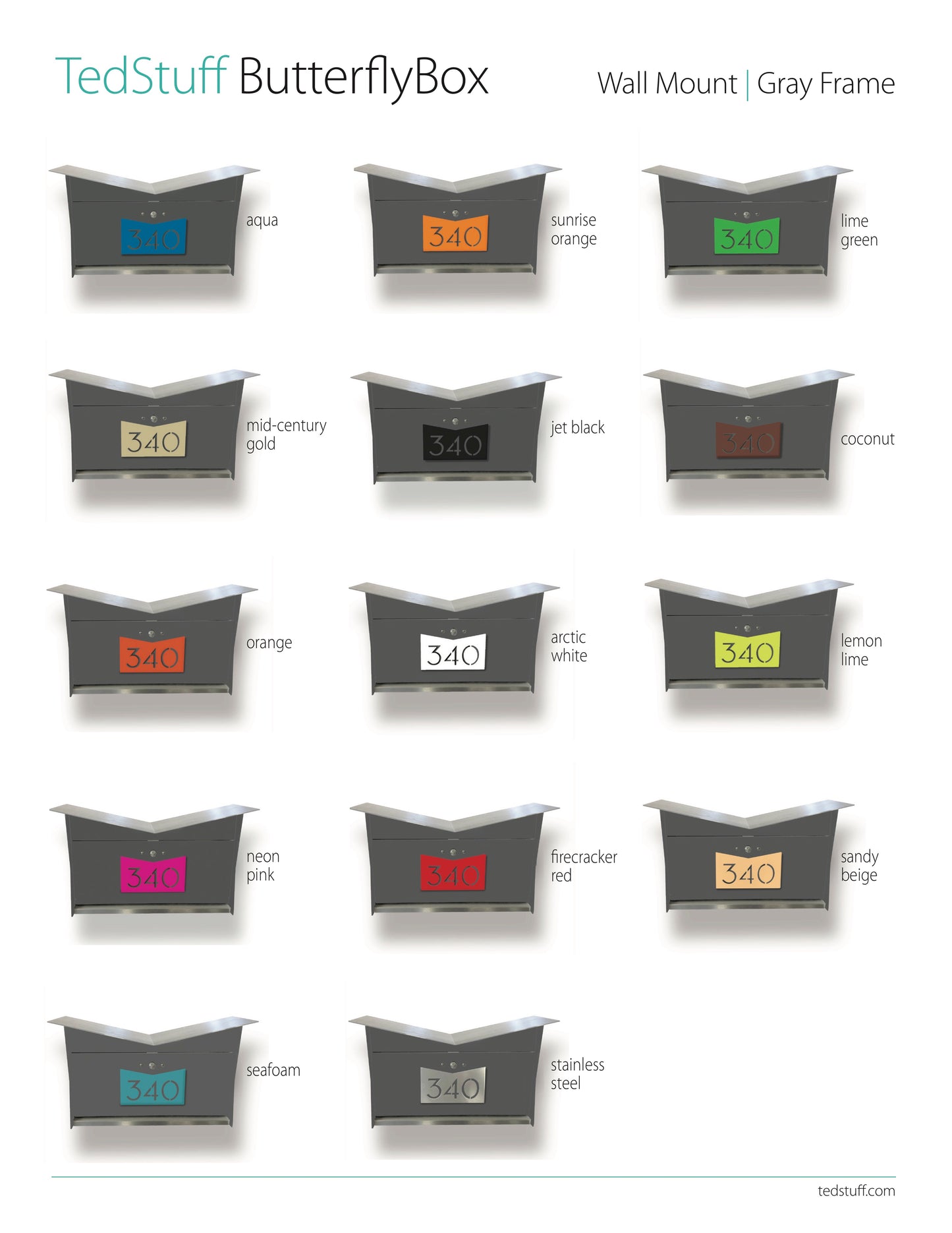 ButterFly Box in DESIGNER GRAY - Wall Mount Mailbox