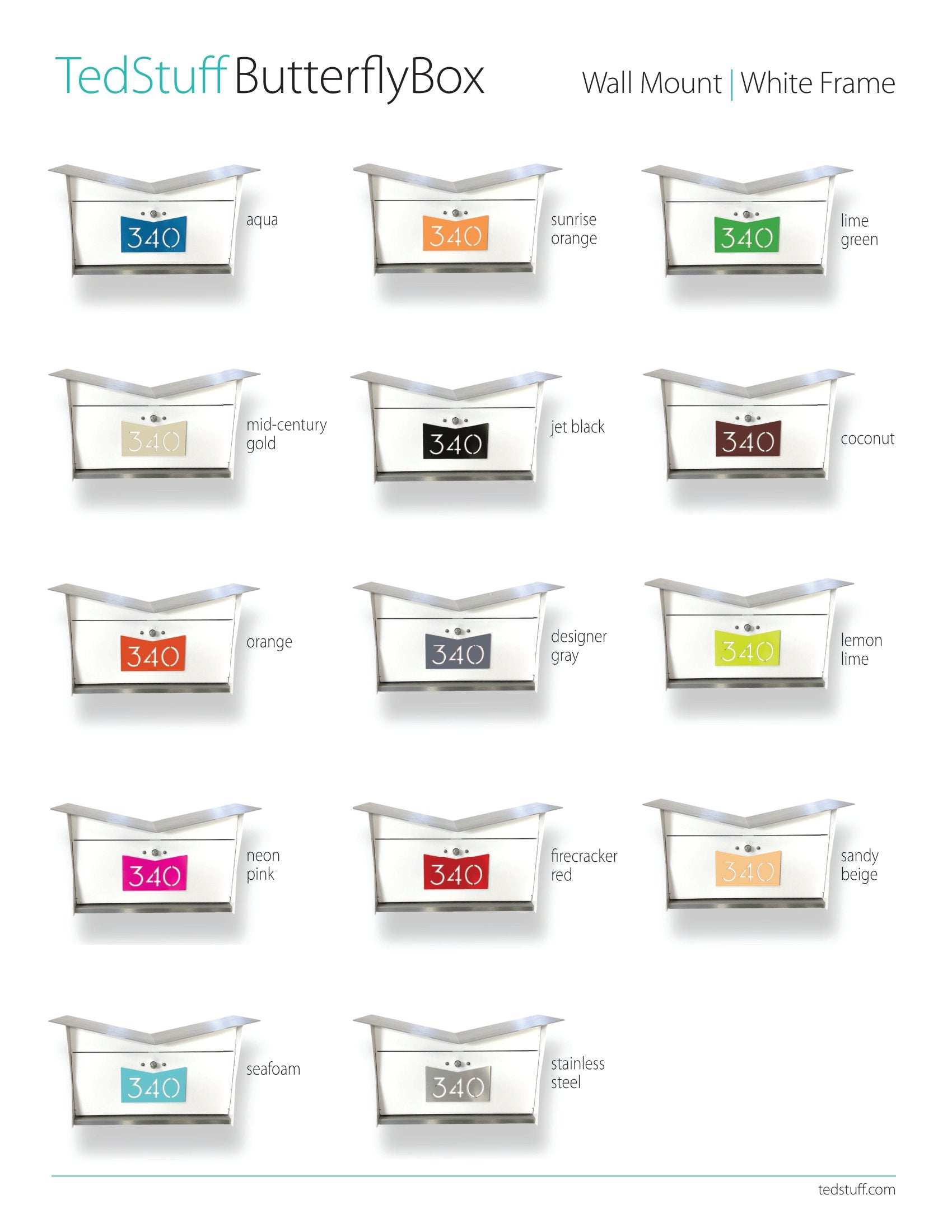 ButterFly Box in ARCTIC WHITE - Wall Mount Mailbox white selection