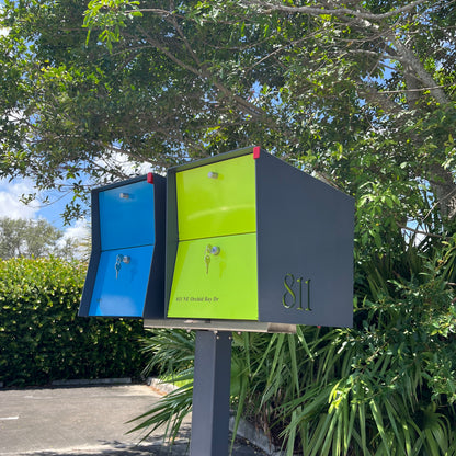 NEW! The Retrobox Locking Package Dropbox in GRAY- Modern Mailbox