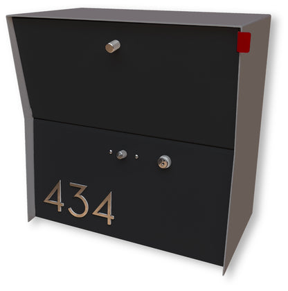 RetroBox Locking Small Package Wall Mounted Mailbox in Designer Gray