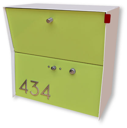 RetroBox Locking Small Package Wall Mounted Mailbox in White