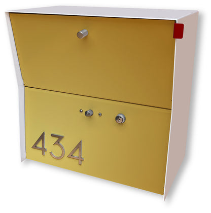 RetroBox Locking Small Package Wall Mounted Mailbox in White