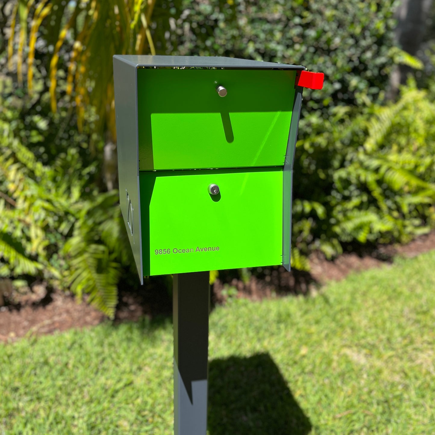 NEW! The Retrobox Locking Package Dropbox in GRAY- Modern Mailbox