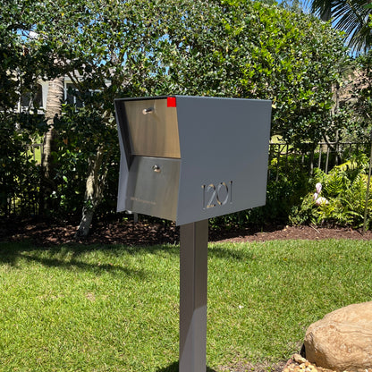NEW! The Retrobox Locking Package Dropbox in GRAY- Modern Mailbox