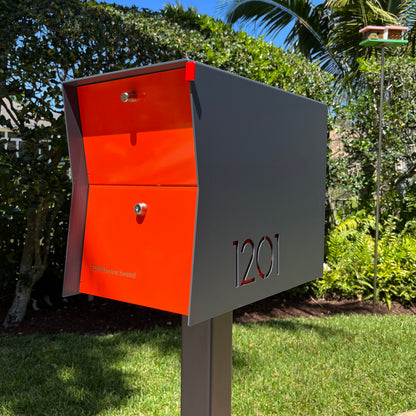 NEW! The Retrobox Locking Package Dropbox in GRAY- Modern Mailbox