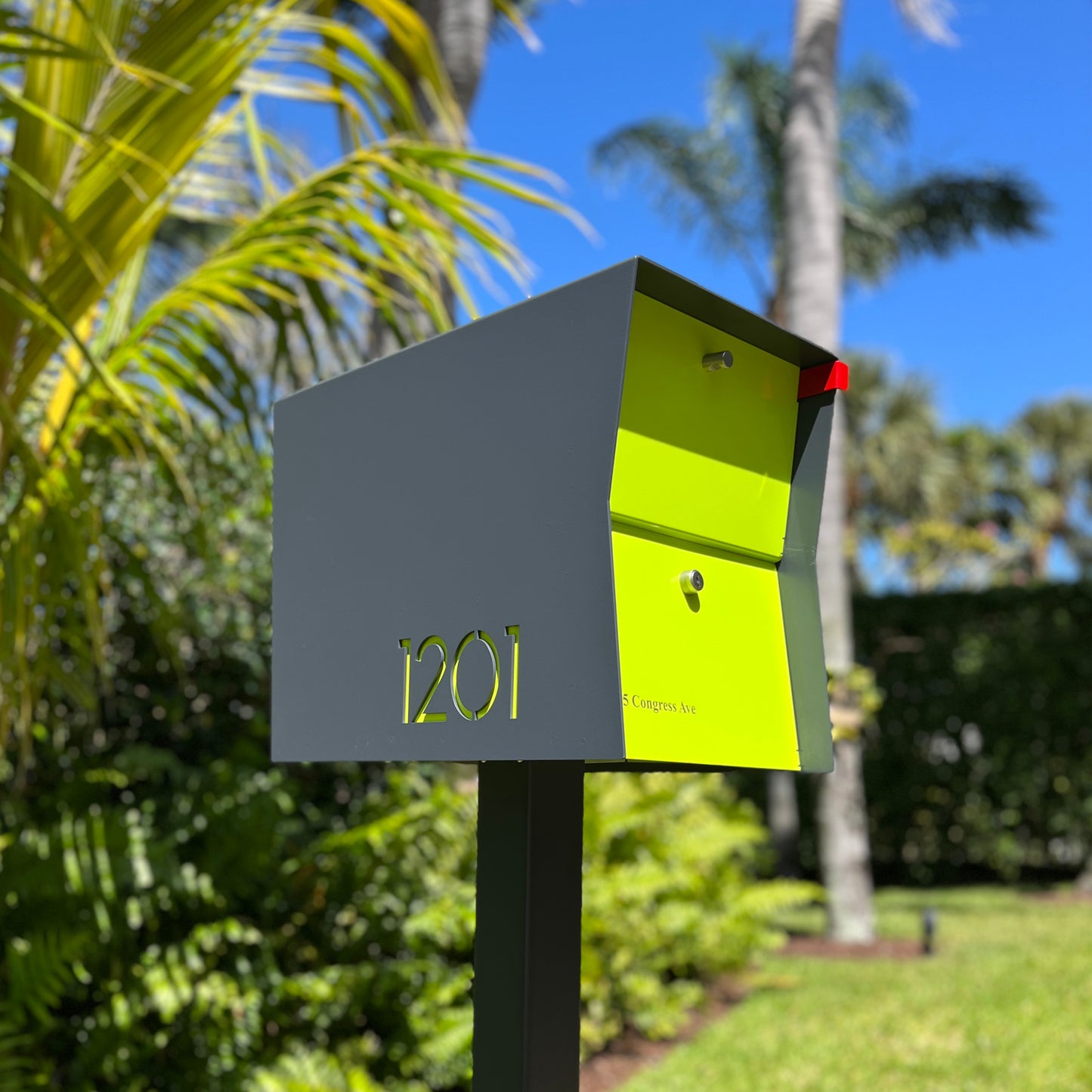 NEW! The Retrobox Locking Package Dropbox in GRAY- Modern Mailbox