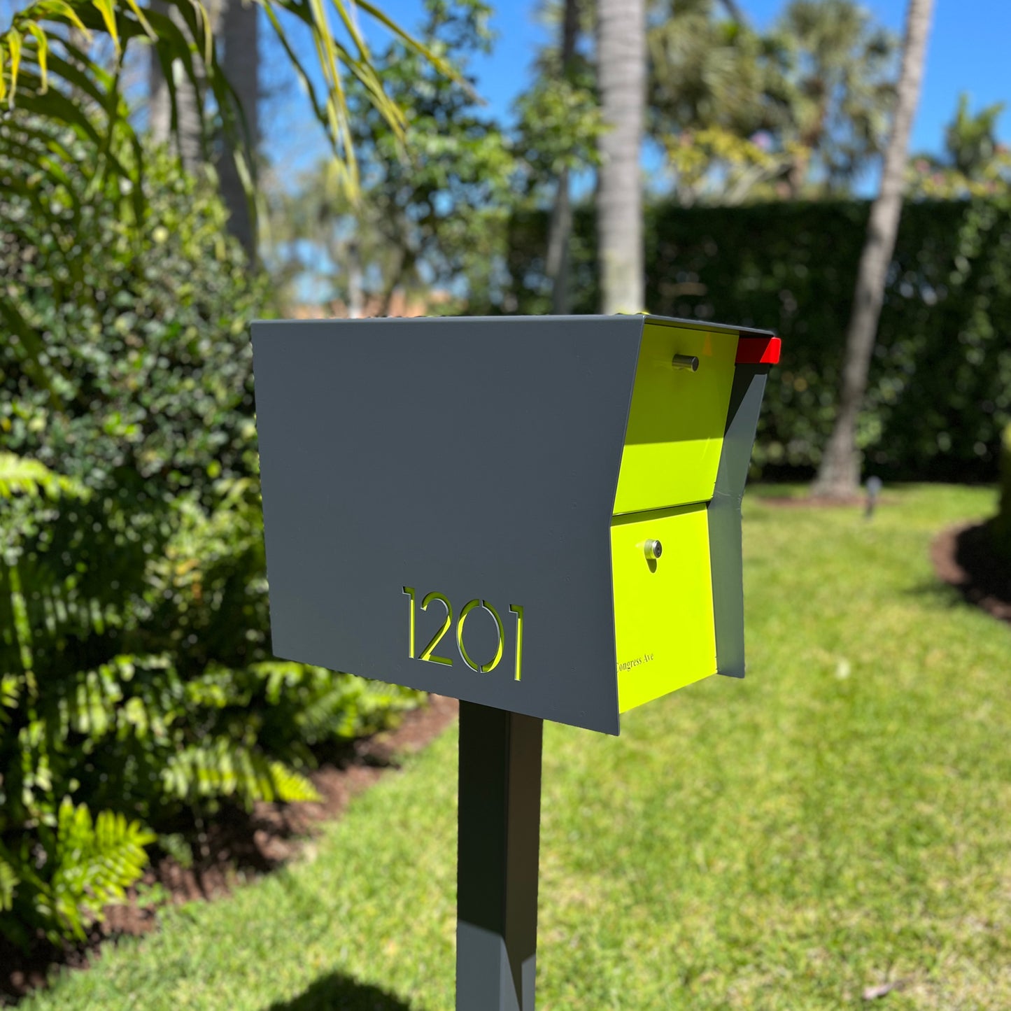 NEW! The Retrobox Locking Package Dropbox in GRAY- Modern Mailbox