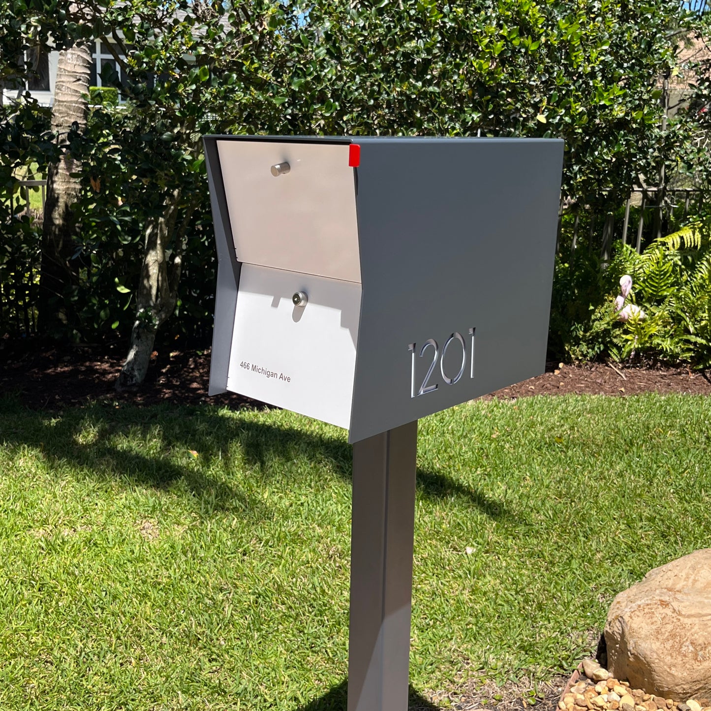 NEW! The Retrobox Locking Package Dropbox in GRAY- Modern Mailbox