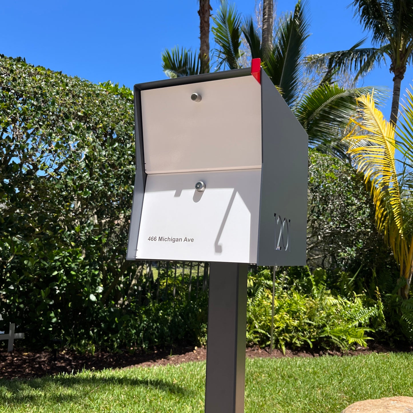 NEW! The Retrobox Locking Package Dropbox in GRAY- Modern Mailbox