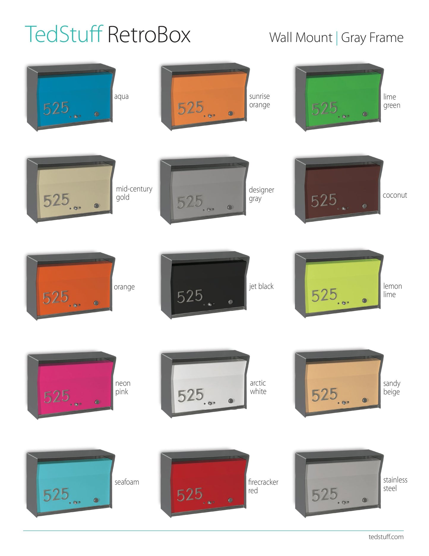 RetroBox Locking Wall Mount Mailbox in DESIGNER Grey
