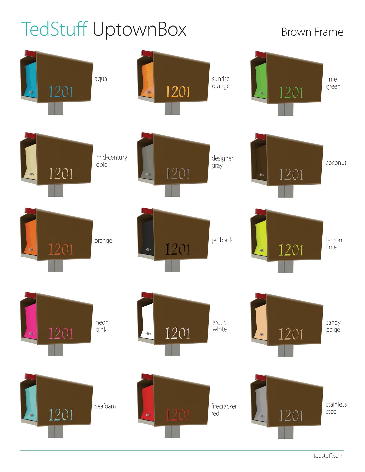 The Original UptownBox in COCONUT - Modern Mailbox brown selection