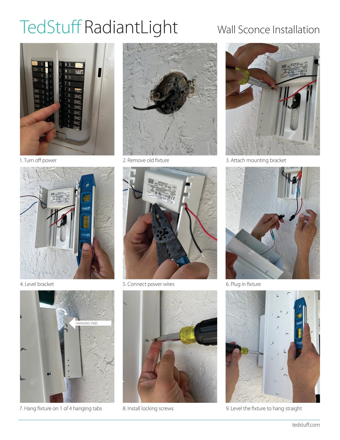 RadiantLight Wall Sconces Installation Steps