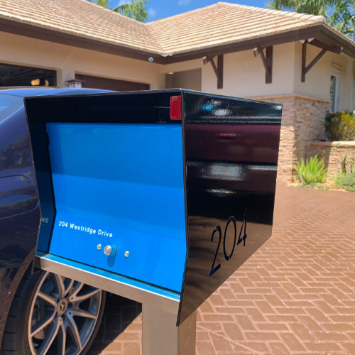 The Original Retrobox in JET BLACK - Modern Mailbox black and blue
