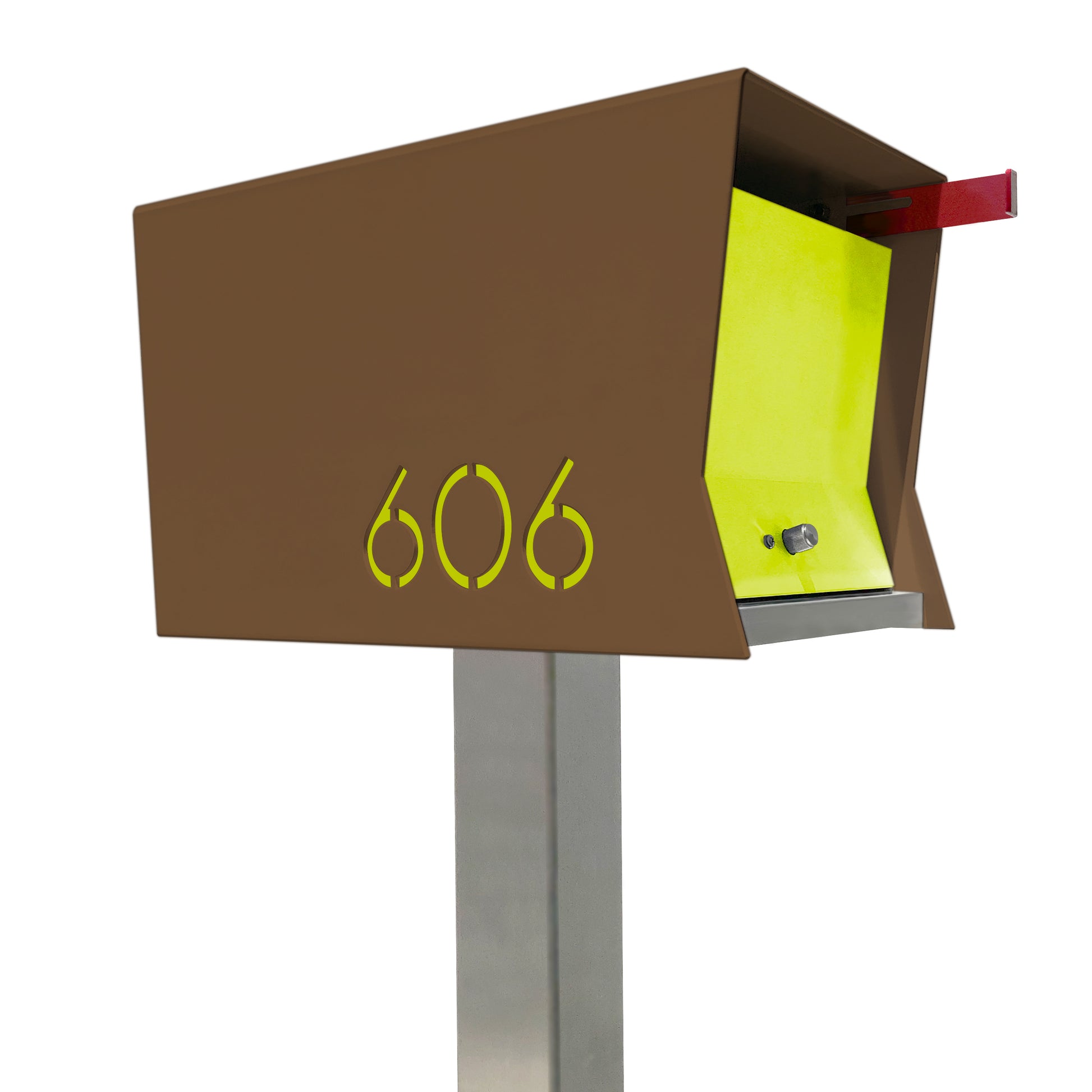 The Original Retrobox in COCONUT - Modern Mailbox brown and yellow