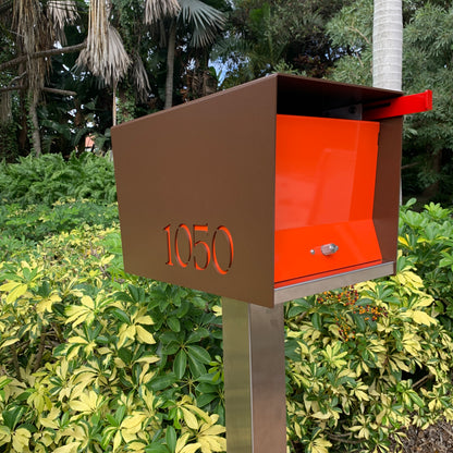 The Original UptownBox in COCONUT - Modern Mailbox brown red
