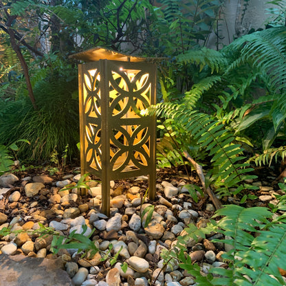 RadiantLight Mid-Century Landscape Light - Garden Light gold at night