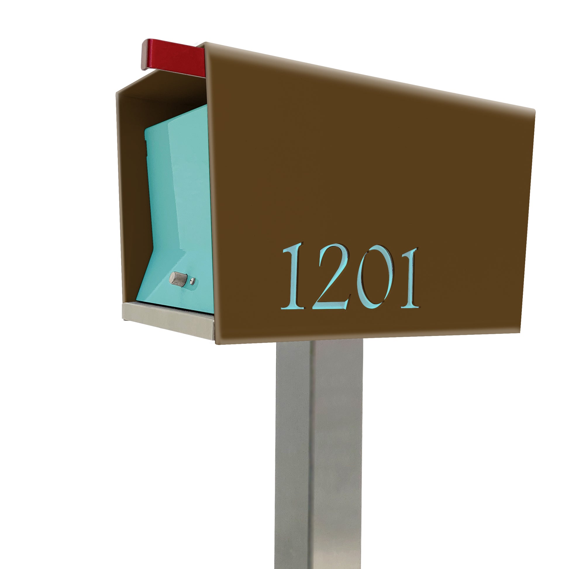 The Original UptownBox in COCONUT - Modern Mailbox brown seafoam