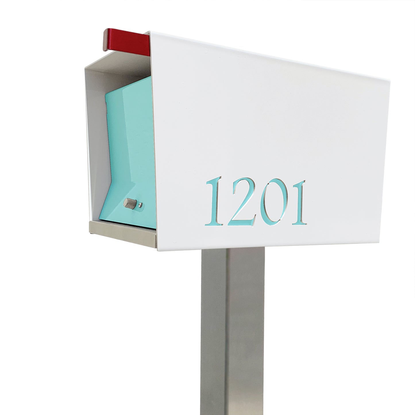 The Original UptownBox in ARCTIC WHITE - Modern Mailbox white seafoam