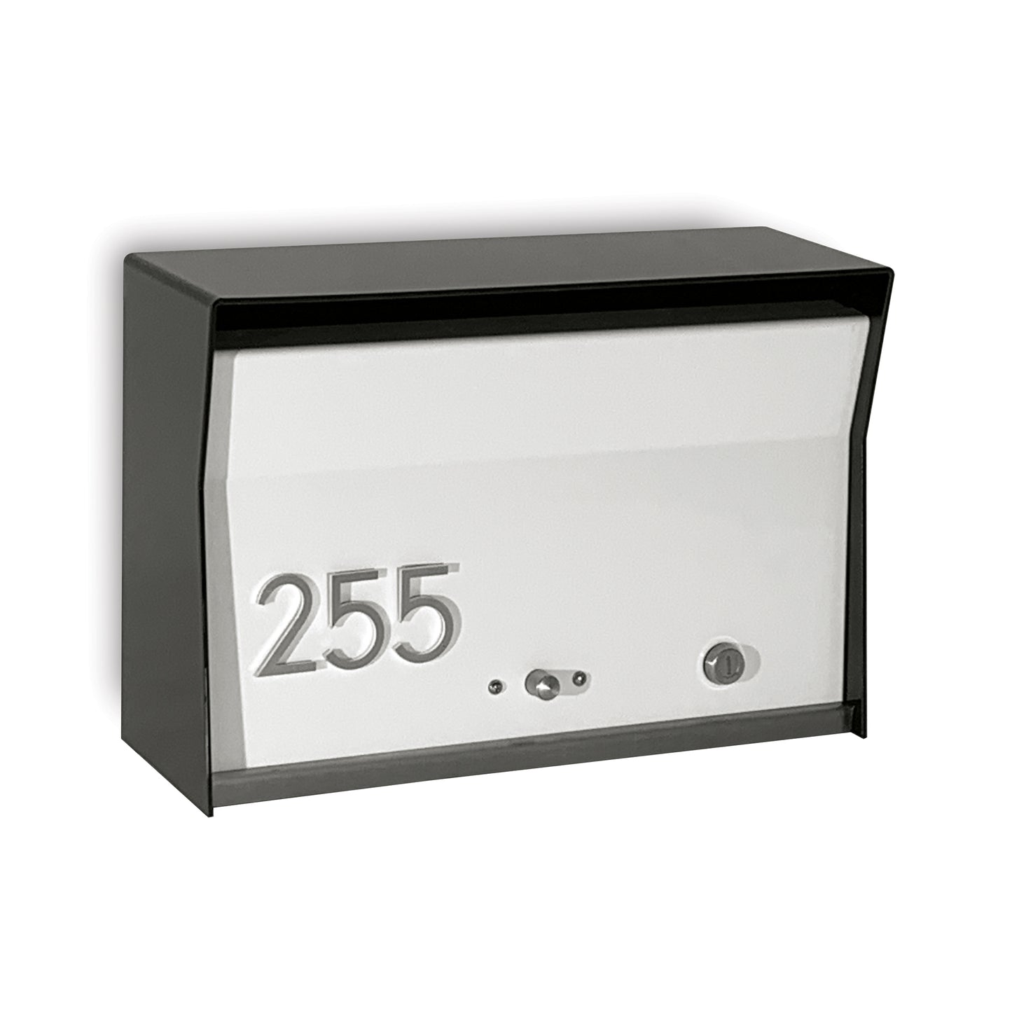 RetroBox Locking Wall Mount Mailbox in jet black and white