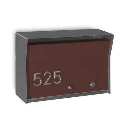 RetroBox Locking Wall Mount Mailbox in designer grey and cooc nut